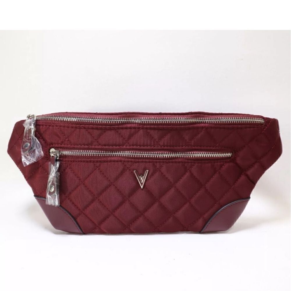 Vanessa Williams quilted belt bag burgundy red fanny pack zip top new